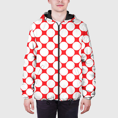 Мужская куртка Узор в красное ретро-яблоко / 3D-Черный – фото 3