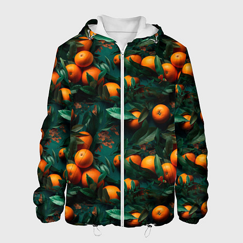 Мужская куртка Яркие апельсины / 3D-Белый – фото 1