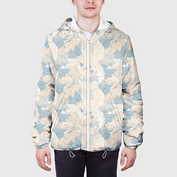 Куртка с капюшоном мужская Паттерн листьев, цвет: 3D-белый — фото 2