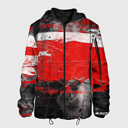 Куртка с капюшоном мужская Красная белая черная краска, цвет: 3D-черный