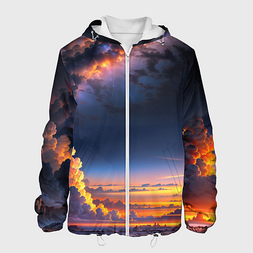 Мужская куртка Млечный путь и облака на закате / 3D-Белый – фото 1