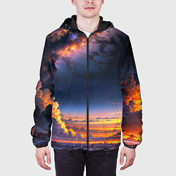 Куртка с капюшоном мужская Млечный путь и облака на закате, цвет: 3D-черный — фото 2