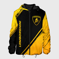 Куртка с капюшоном мужская Lamborghini - gold gradient: надпись, символ, цвет: 3D-черный