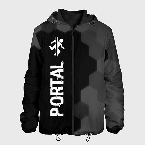 Мужская куртка Portal glitch на темном фоне: по-вертикали / 3D-Черный – фото 1