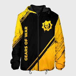 Куртка с капюшоном мужская Gears of War - gold gradient: надпись, символ, цвет: 3D-черный