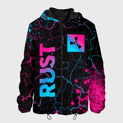 Мужская куртка Rust - neon gradient: надпись, символ / 3D-Черный – фото 1