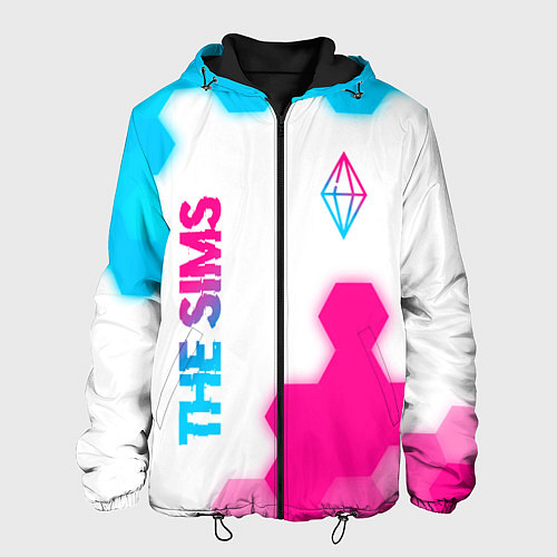 Мужская куртка The Sims neon gradient style: надпись, символ / 3D-Черный – фото 1