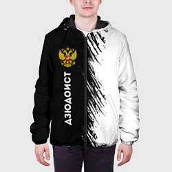 Куртка с капюшоном мужская Дзюдоист из России и герб РФ: по-вертикали, цвет: 3D-черный — фото 2