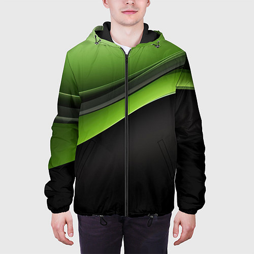 Мужская куртка Black green abstract / 3D-Черный – фото 3