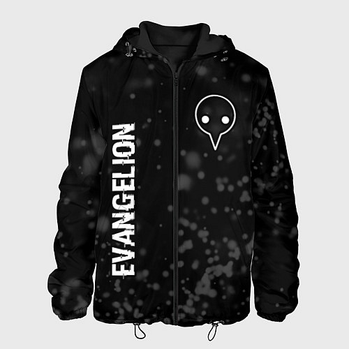 Мужская куртка Evangelion glitch на темном фоне: надпись, символ / 3D-Черный – фото 1