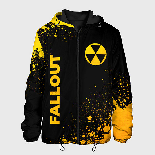 Мужская куртка Fallout - gold gradient: надпись, символ / 3D-Черный – фото 1