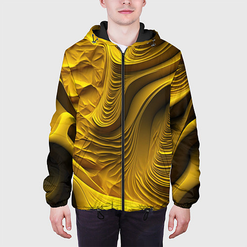 Мужская куртка Объемная желтая текстура / 3D-Черный – фото 3