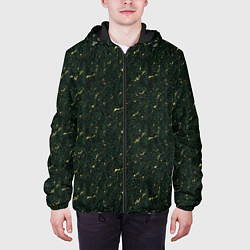 Куртка с капюшоном мужская Текстура зелёный мрамор, цвет: 3D-черный — фото 2