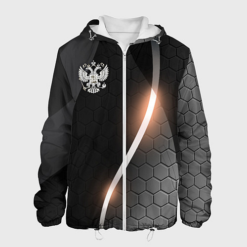 Мужская куртка Герб России на темном фоне / 3D-Белый – фото 1