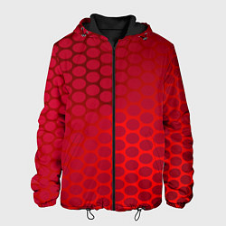 Куртка с капюшоном мужская Сотовый красный градиент, цвет: 3D-черный
