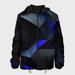 Куртка с капюшоном мужская Black blue abstract, цвет: 3D-черный