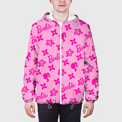 Куртка с капюшоном мужская Барби паттерн розовый, цвет: 3D-белый — фото 2