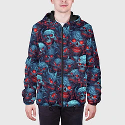 Куртка с капюшоном мужская Monster skulls pattern, цвет: 3D-черный — фото 2