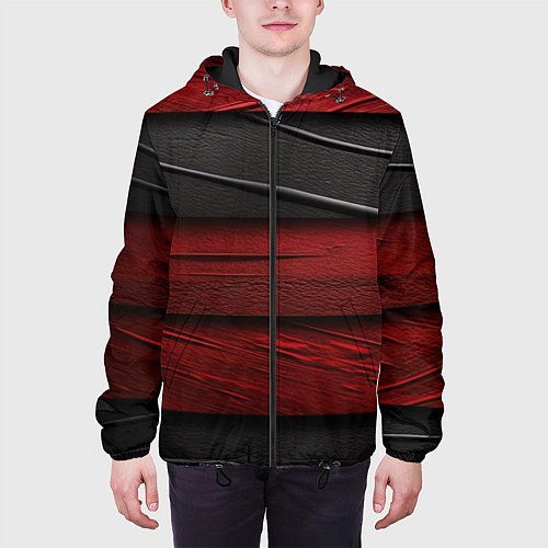 Мужская куртка Black red texture / 3D-Черный – фото 3