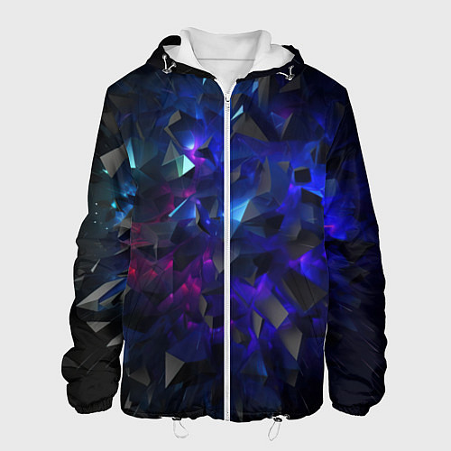 Мужская куртка Синие осколки / 3D-Белый – фото 1