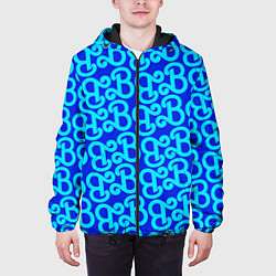 Куртка с капюшоном мужская Логотип Барби - синий паттерн, цвет: 3D-черный — фото 2