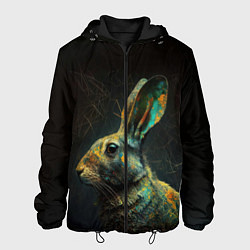Куртка с капюшоном мужская Магический кролик, цвет: 3D-черный