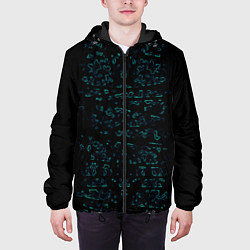Куртка с капюшоном мужская Абстракция чёрные узоры, цвет: 3D-черный — фото 2