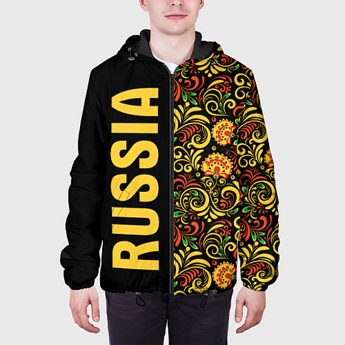 Мужская куртка Russia хохлома / 3D-Черный – фото 3