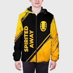 Куртка с капюшоном мужская Spirited Away - gold gradient: надпись, символ, цвет: 3D-черный — фото 2