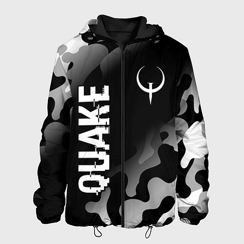 Мужская куртка Quake glitch на темном фоне: надпись, символ / 3D-Черный – фото 1