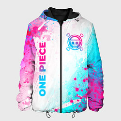 Куртка с капюшоном мужская One Piece neon gradient style: надпись, символ, цвет: 3D-черный