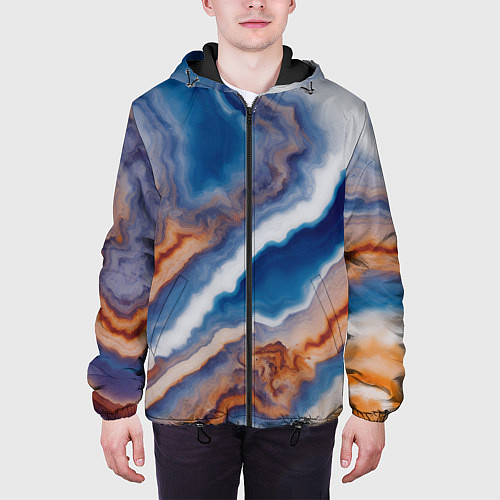Мужская куртка Волнистая разноцветная яшма / 3D-Черный – фото 3