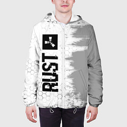Куртка с капюшоном мужская Rust glitch на светлом фоне: по-вертикали, цвет: 3D-белый — фото 2