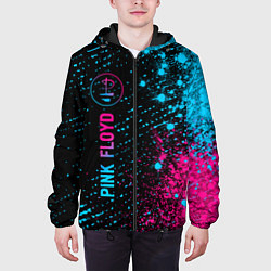Куртка с капюшоном мужская Pink Floyd - neon gradient: по-вертикали, цвет: 3D-черный — фото 2
