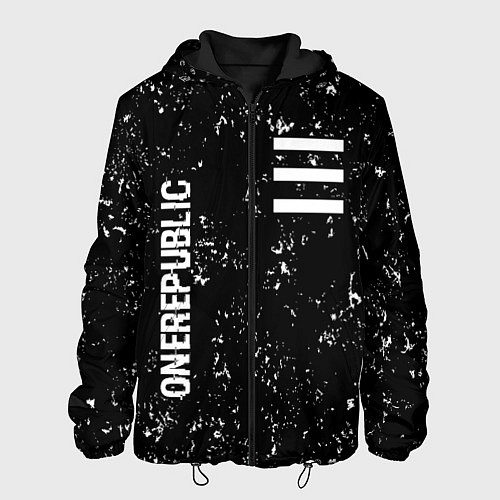 Мужская куртка OneRepublic glitch на темном фоне: надпись, символ / 3D-Черный – фото 1