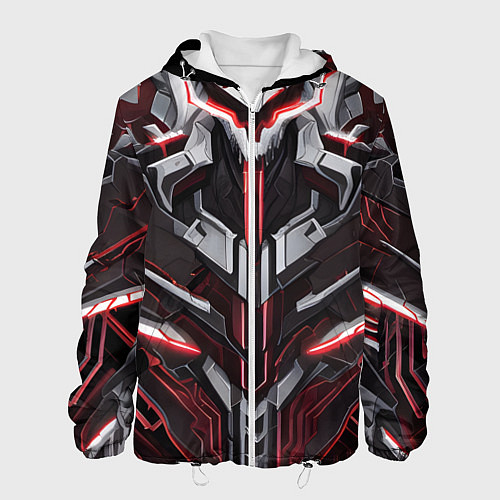 Мужская куртка Красная кибер броня / 3D-Белый – фото 1