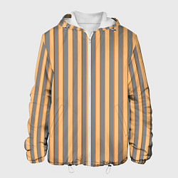 Куртка с капюшоном мужская Полосатый серый и желтый, цвет: 3D-белый