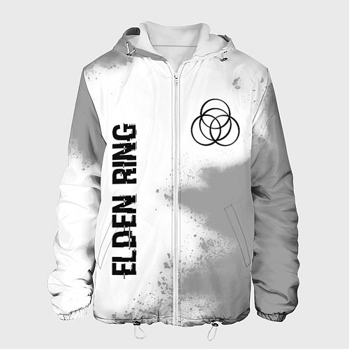 Мужская куртка Elden Ring glitch на светлом фоне: надпись, символ / 3D-Белый – фото 1