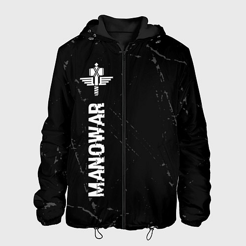 Мужская куртка Manowar glitch на темном фоне: по-вертикали / 3D-Черный – фото 1