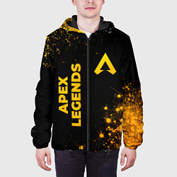 Куртка с капюшоном мужская Apex Legends - gold gradient: надпись, символ, цвет: 3D-черный — фото 2