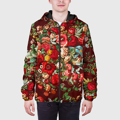 Мужская куртка Платок цветочный узор / 3D-Черный – фото 3