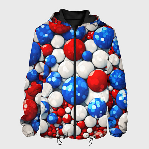 Мужская куртка Шарики в цветах флага РФ / 3D-Черный – фото 1