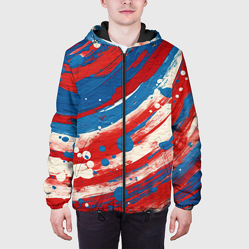 Мужская куртка Краски в цветах флага РФ / 3D-Черный – фото 3