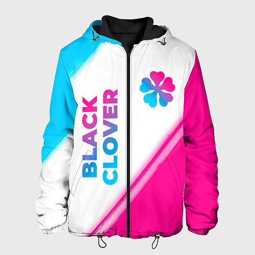 Мужская куртка Black Clover neon gradient style: надпись, символ / 3D-Черный – фото 1