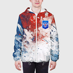 Куртка с капюшоном мужская Краски и герб России, цвет: 3D-белый — фото 2