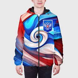 Куртка с капюшоном мужская Абстракция герб России, цвет: 3D-черный — фото 2