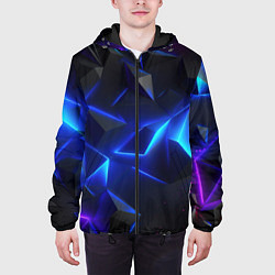 Куртка с капюшоном мужская Blue dark neon, цвет: 3D-черный — фото 2