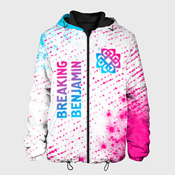 Куртка с капюшоном мужская Breaking Benjamin neon gradient style: надпись, си, цвет: 3D-черный