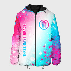 Куртка с капюшоном мужская Three Days Grace neon gradient style: надпись, сим, цвет: 3D-черный