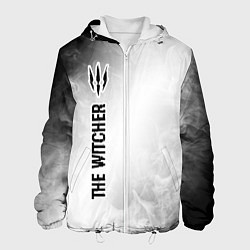 Куртка с капюшоном мужская The Witcher glitch на светлом фоне: по-вертикали, цвет: 3D-белый